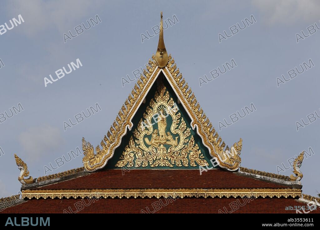 Khmer pagoda roof. Wat Khor. Cambodia.