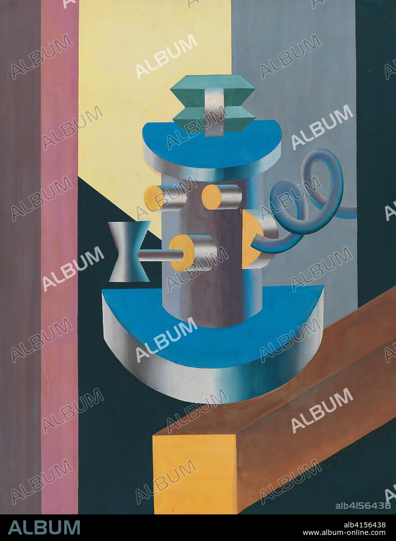 Fortunato Depero (Fondo, 1892-Rovereto, 1960). Automaton with a Pipe (1917 - 1920). Gouache on paper mounted on canvas. 67.5 x 52.5 cm.