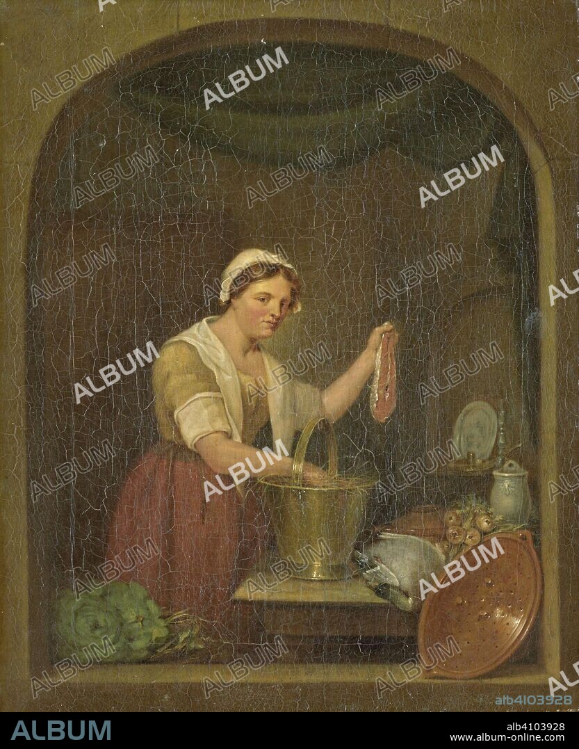 JAN DE RUYTER. The Kitchen Maid. Dating: 1820. Measurements: h 37.7 cm × w 31.1 cm × t 2.2 cm; d 3.5 cm.
