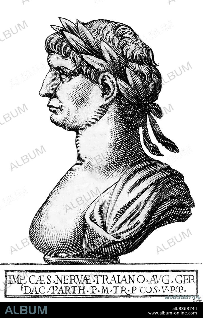 Marcus Ulpius Traianus (53-117), more famously known as Trajan, was born in the province of Hispania Baetica in 53 CE, to a non-patrician family. He rose to prominence during Domitian's reign, and fought in numerous campaigns. He was adopted as Nerva's heir and successor in 97 CE, the emperor compelled to do so by the Praetorian Guard. Trajan became emperor in 98 after his predecessor's death.<br/><br/>. Trajan is considered one of the greatest emperors of the Roman Empire, with the senate officially declaring him 'optimus princeps', or 'best ruler'. He was a highly successful soldier-emperor who led the greatest military expansion in Roman history, with the empire reaching its maximum territorial extent under his rule. He was also known for his philanthropic rule and extensive building programmes, reshaping Rome and leaving numerous landmarks behind.<br/><br/>. His beneficent and prosperous reign earned him an enduring reputation that has survived throughout the centuries, and he has been deified as the second of the 'Five Good Emperors'. He died of a stroke in 117 after almost 20 years of rule, and was succeeded by his adopted heir Hadrian.