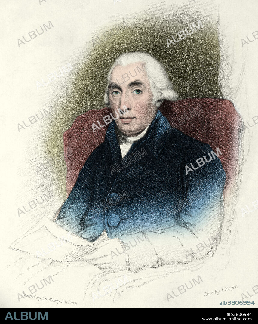 Joseph Black (1728-1799) was a Scottish physician, known for his development of analytical balance and discoveries of latent heat, specific heat, and carbon dioxide. Black developed the analytical balance (1750) based on a light-weight beam balanced on a wedge-shaped fulcrum. Each arm carried a pan on which the sample or standard weights was placed. It became an important scientific instrument in most chemistry laboratories. The theory of latent heat (heat absorbed or radiated during a change of phase at constant temperature and pressure) marks the beginning of thermodynamics. This all proved important not only in the development of abstract science but in the development of the steam engine. This image has been colour-enhanced.
