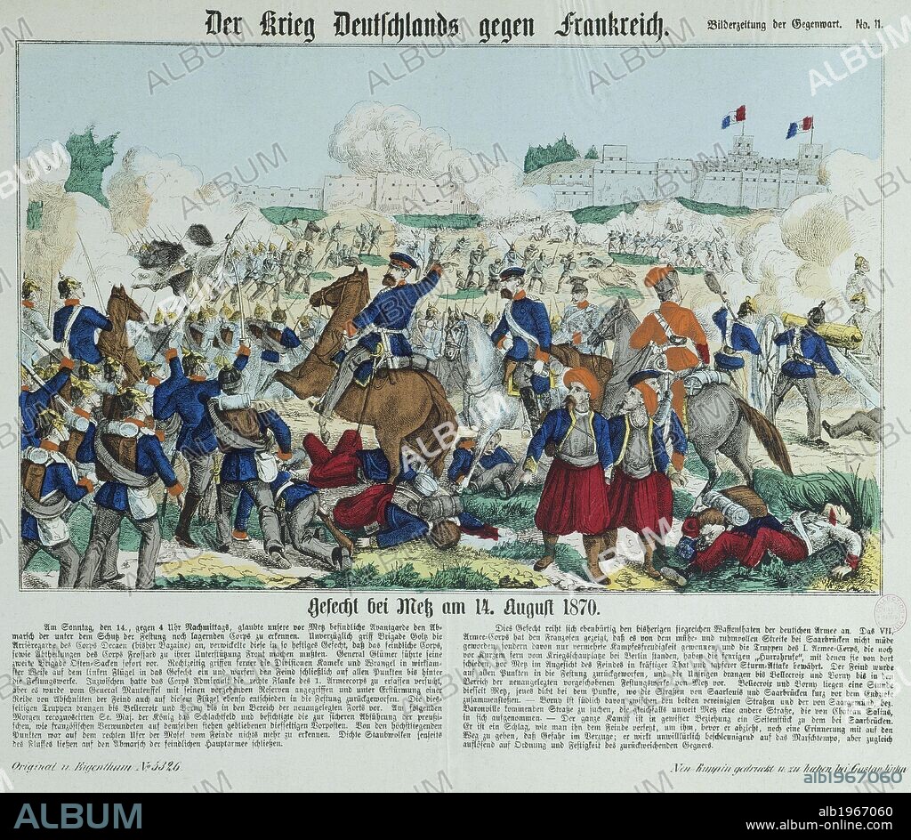 Battle of Metz, September-October 1870, engraving. Franco-Prussian War, France, 19th century.