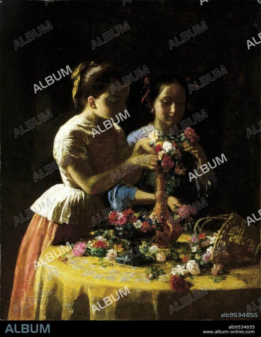 GEORGE COCHRAN LAMBDIN. Girls and Flowers. Date: 1855. oil on canvas.