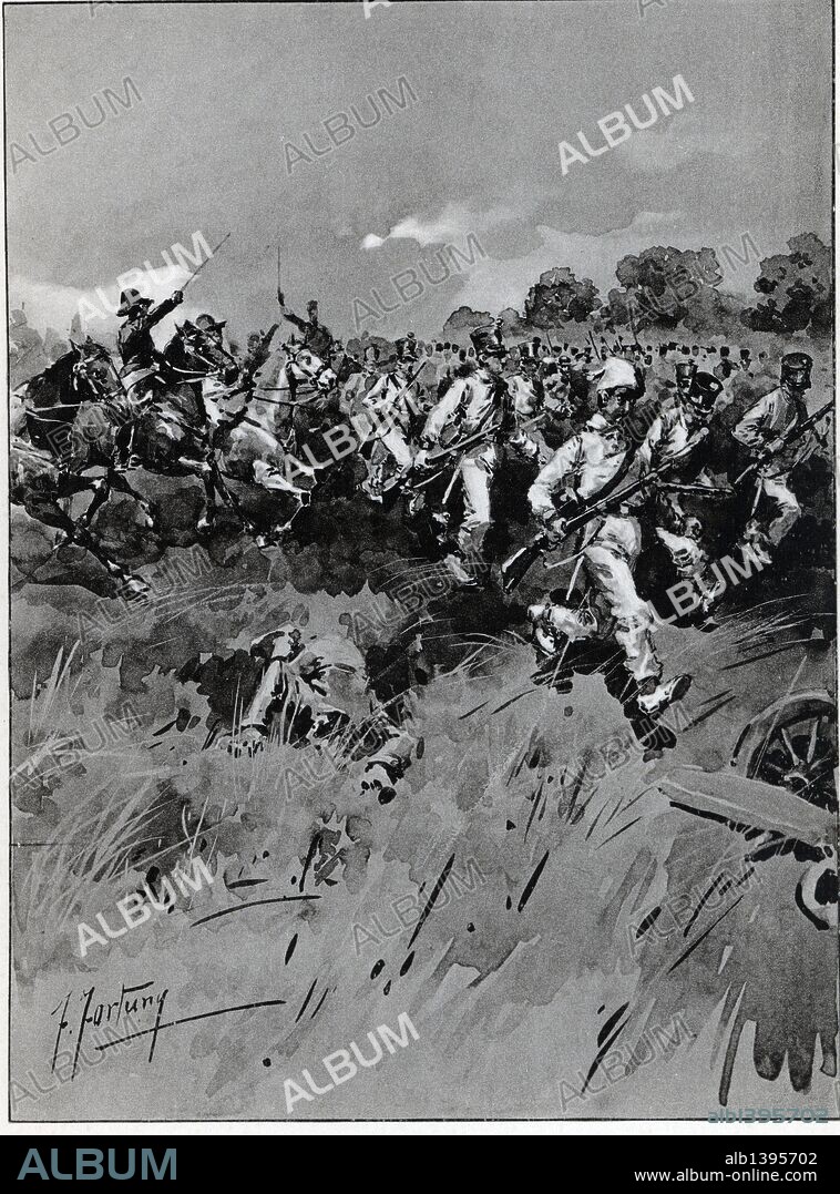 FORTUNY FRANCISCO. Historia de Argentina. Siglo XIX. Batalla de Ituzaingó. Alvear al mando del ejército argentino combate al ejército brasileño el 20 febrero 1827.
