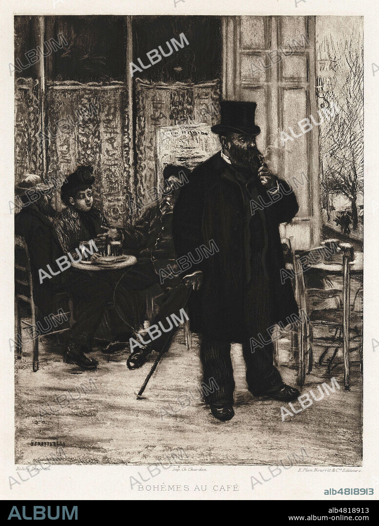 Bohemes en villegiature par Emile ZOLA (1840-1902). Illustration de 1889 par Jean-Francois RAFFAELLI (1850-1924) pour Les types de Paris. Credit : Collection Kharbine-Tapabor.