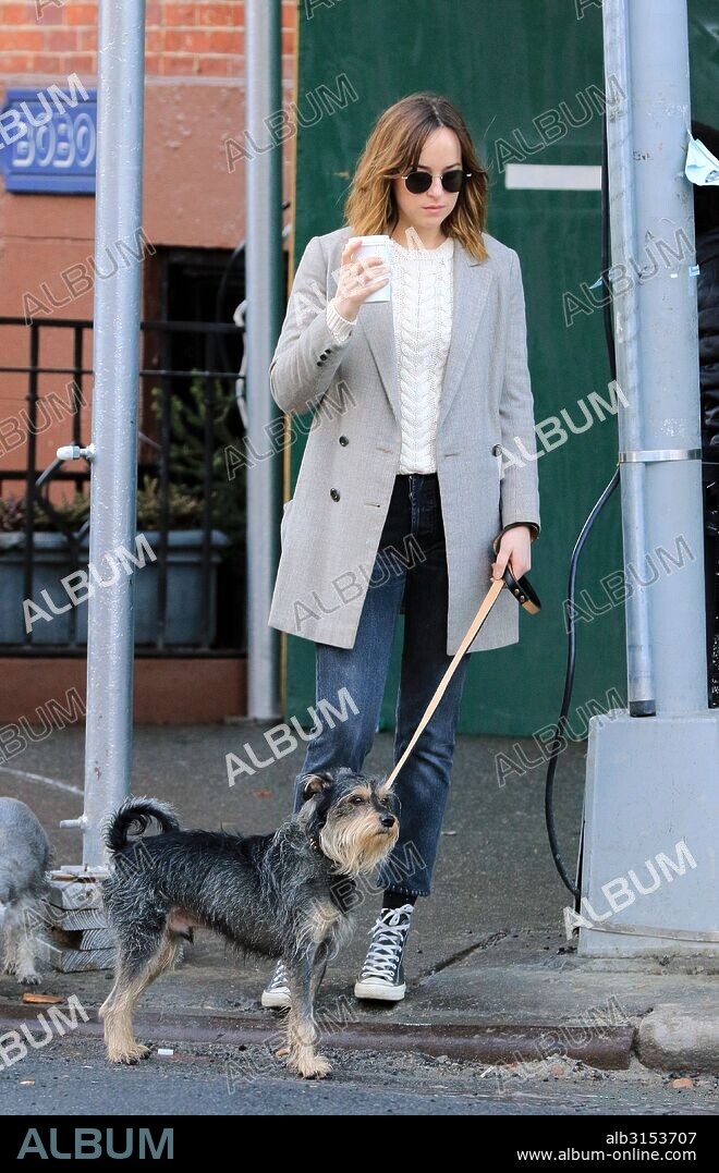 Jan. 10, 2016 - New York City, NY, USA - Actress Dakota Johnson walsk her dog Zeppelin in the West Village on January 10 2016 in New York City. 10/01/2016