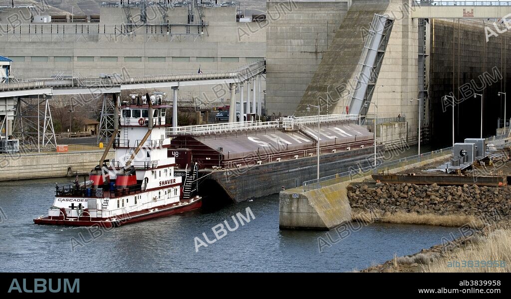 Little Goose Lock and Dam, a hydroelectric, concrete gravity dam in Washington State on the Snake River. The structure and three generators were completed in 1970; three additional generators were installed in 1978. Generating capacity is 810 megawatts, with an overload capacity of 932 MW. The spillway has eight gates and is 512 feet (156 m) long. Little Goose Dam is part of the Columbia River Basin system of dams. Its single lift navigation lock is 86 ft. wide and 668 ft. long.