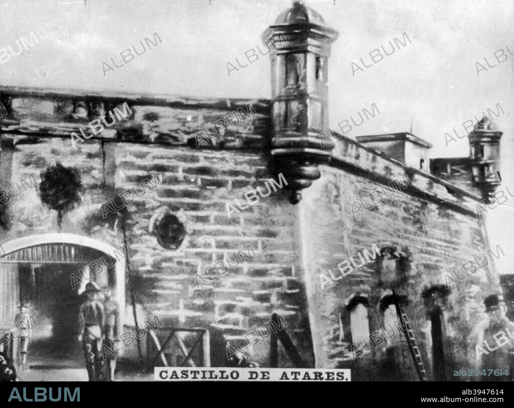 Atares Castle, begun in 1764 by the Governor of the island, Don Antonio Maria Bucarelli. Cigar card from the History of Cuba, Geografico Universal, Propaganda de los Cigarros Susini y La Corona, Tabacalera Cubana.