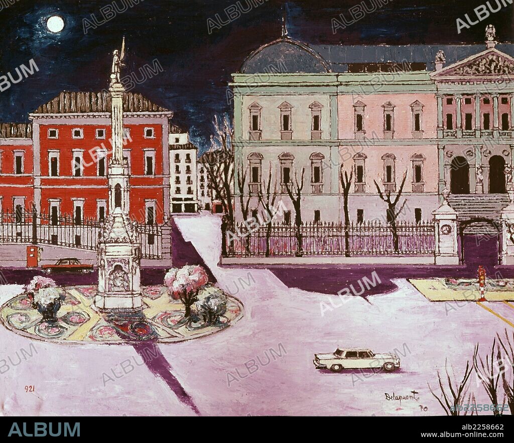 FERNANDO DELAPUENTE (1909-1975). FERNANDO DELAPUENTE PINTOR ESPAÑOL. SANTANDER 1909-1975 " MADRID . PLAZA DE COLON " OLEO AÑO 1970 MADRID PINTADO ATENCION: AUTOR CONTEMPORANEO SUJETO A COPYRIGHT ©. EL CLIENTE FINAL ES RESPONSABLE DE LA GESTION DE LOS DERECHOS DE AUTOR CON LAS SOCIEDADES EXISTENTES DE GESTION DE DERECHOS O DIRECTAMENTE CON LOS ORGANISMOS TITULARES DE LOS MISMOS.