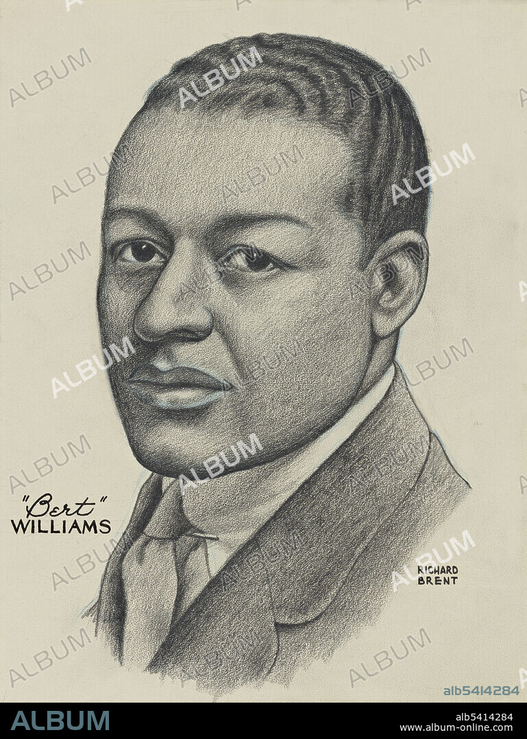Egbert Austin (Bert) Williams (November 12, 1874 - March 4, 1922) was one of the pre-eminent entertainers of the Vaudeville era and one of the most popular comedians for all audiences of his time. In an age when racial inequality and stereotyping were commonplace, he became the first black American to take a lead role on the Broadway stage, and did much to push back racial barriers during his career. Fellow vaudevillian W.C. Fields, who appeared in productions with Williams, described him as "the funniest man I ever saw - and the saddest man I ever knew." Brent Richard, 1935-43 (cropped and cleaned).