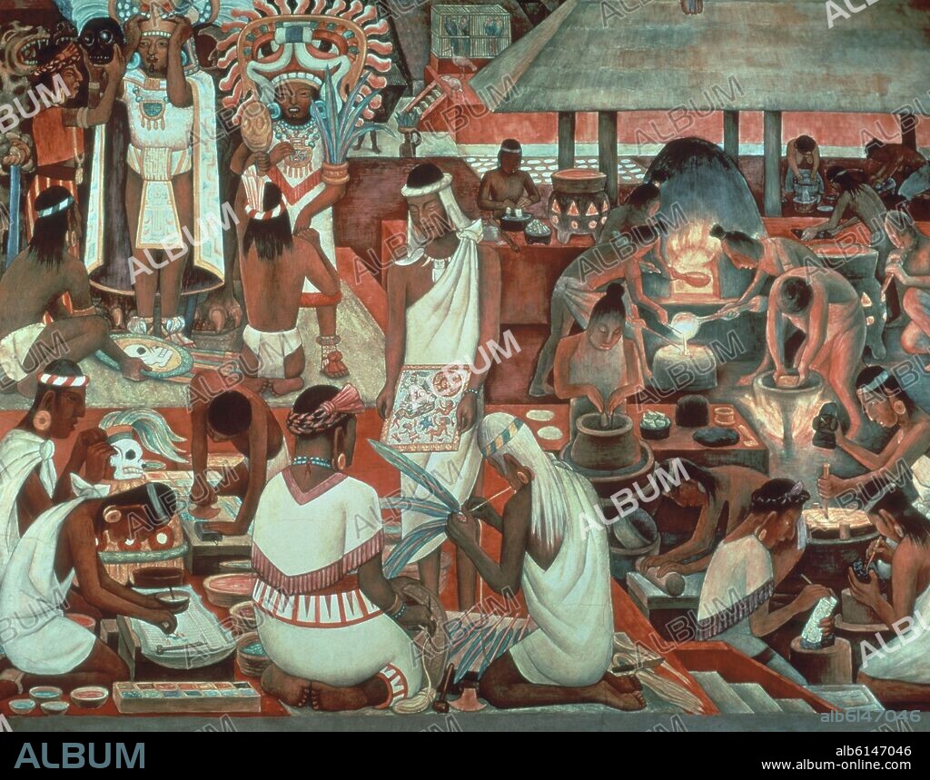 DIEGO RIVERA. The Zapotec Civilisation - 1947 - mural.