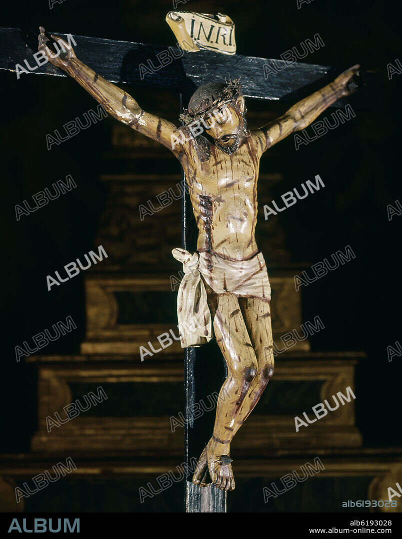 CRISTO CRUCIFICADO MEXICANO S XVII - HECHO EN CAÑA.