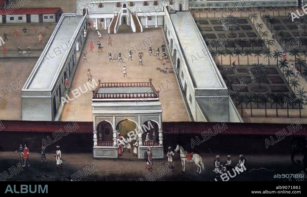 Detail of The Trading Post of the Dutch East India Company in Hooghly 1665. Commissioned by Pieter Sterthemius.
