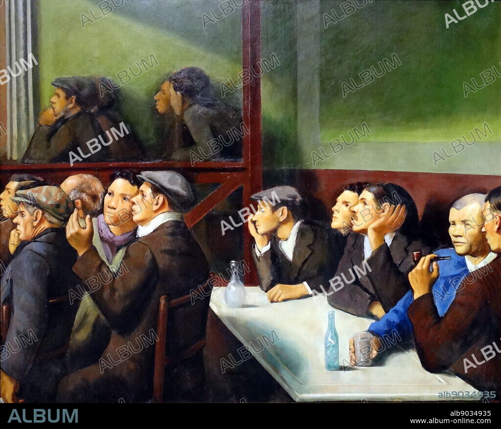 Spectators by Francesc Domingo Segura (1893-1974) Spanish painter. Dated 1934.