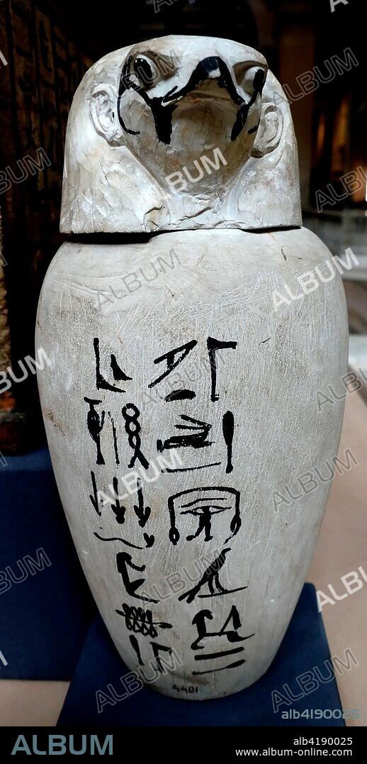 Canopic jar. for internal organs in the afterlife. Ancient Egyptian tomb object. The Late Period 664 BC - 332 BC.