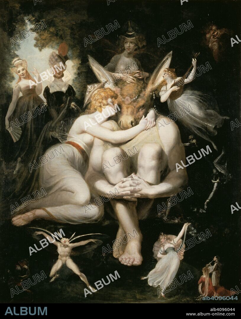 JOHANN HEINRICH FüSSLI (FUSELI). Titania caressing Bottom, with his donkey's head.