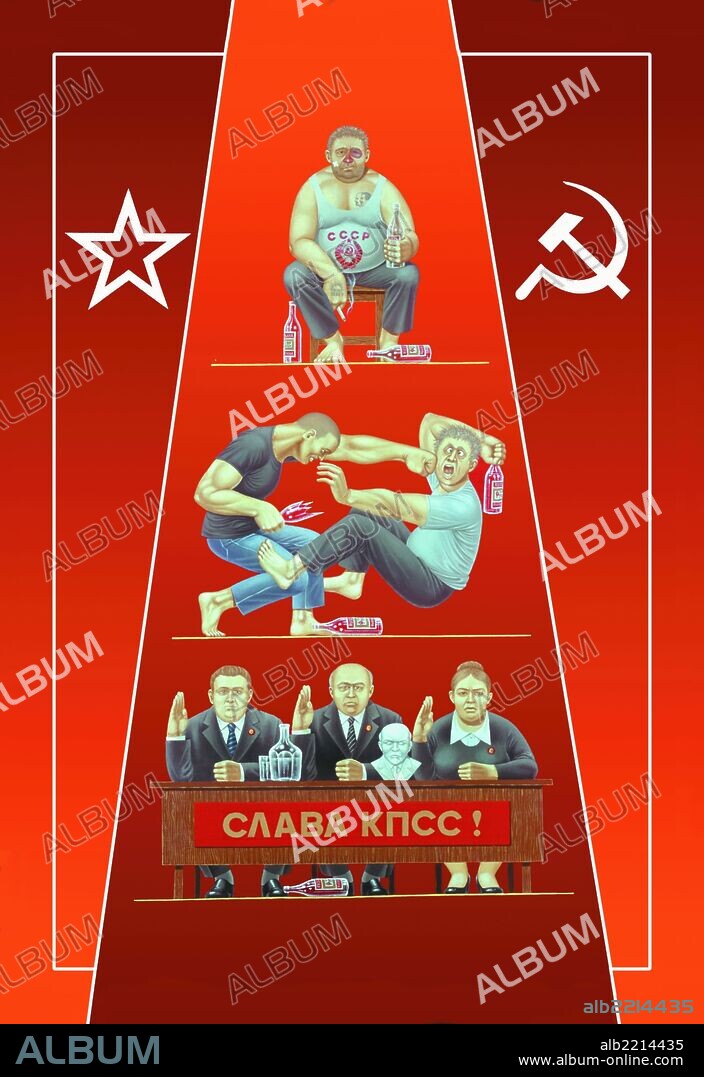 Russian Joke: compared with Jewish artwork by Deeva; 1 Russian is a drunk; two Russians a fight and 3 Russians a Revolution.