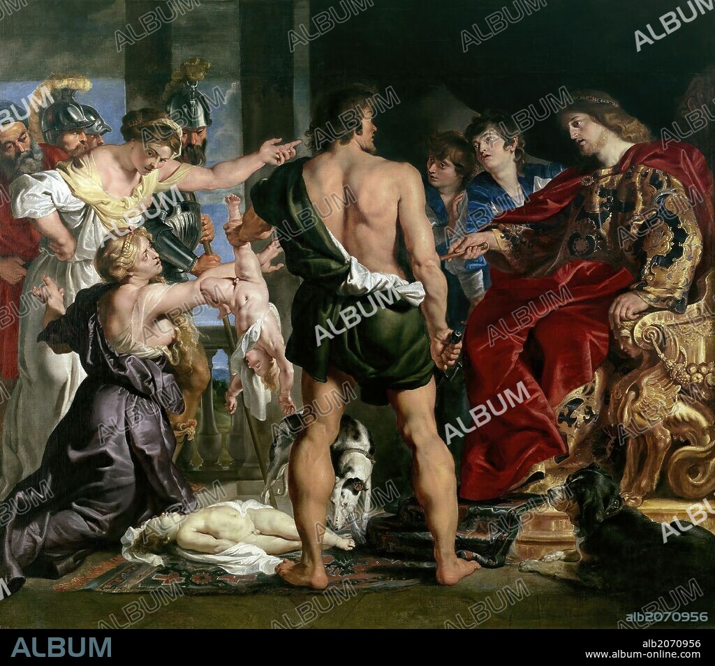 Pedro Pablo Rubens (Taller de) / 'El juicio de Salomón', 1611-1614, Escuela Flamenca, Óleo sobre Lienzo, 184 cm x 218,5 cm, P01543.