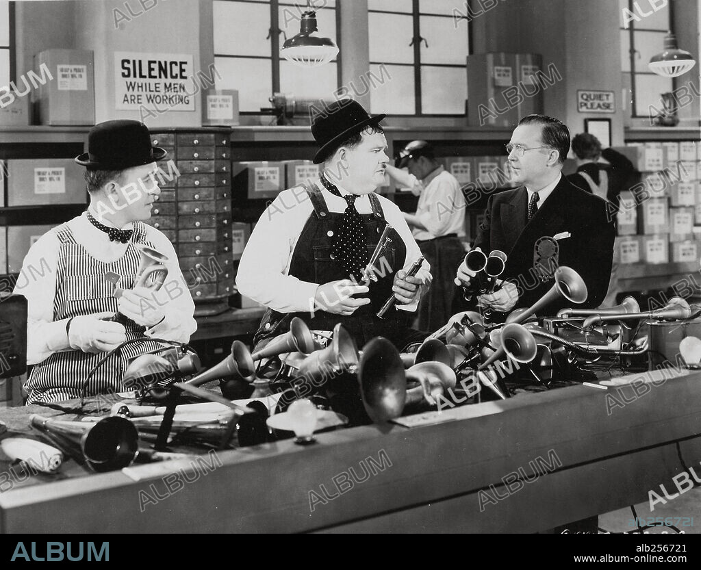 OLIVER HARDY and STAN LAUREL in BLOCK-HEADS, 1938, directed by JOHN G. BLYSTONE. Copyright STAN LAUREL PRODS/HAL ROACH/M.G.M.