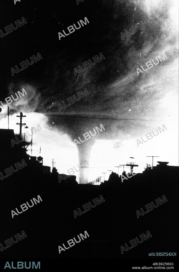 Tornado approaching Vulcan, Alberta, Canada July 8, 1927. A tornado is a violent, dangerous, rotating column of air that is in contact with both the surface of the earth and a cumulonimbus cloud or, in rare cases, the base of a cumulus cloud. They are often referred to as a twister or a cyclone, although the word cyclone is used in meteorology in a wider sense, to name any closed low pressure circulation. Tornadoes come in many shapes and sizes, but are typically in the form of a visible condensation funnel, whose narrow end touches the earth and is often encircled by a cloud of debris and dust. Most tornadoes have wind speeds less than 110 miles per hour (177 km/h), are approximately 250 feet (80 m) across, and travel a few miles (several kilometers) before dissipating. The most extreme tornadoes can attain wind speeds of more than 300 mph (480 km/h), stretch more than two miles (3 km) across, and stay on the ground for dozens of miles (more than 100 km).