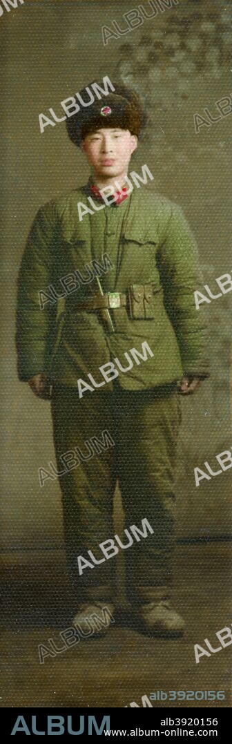Chinese military uniform, 1966. A soldier of the People's Liberation Army in winter uniform.