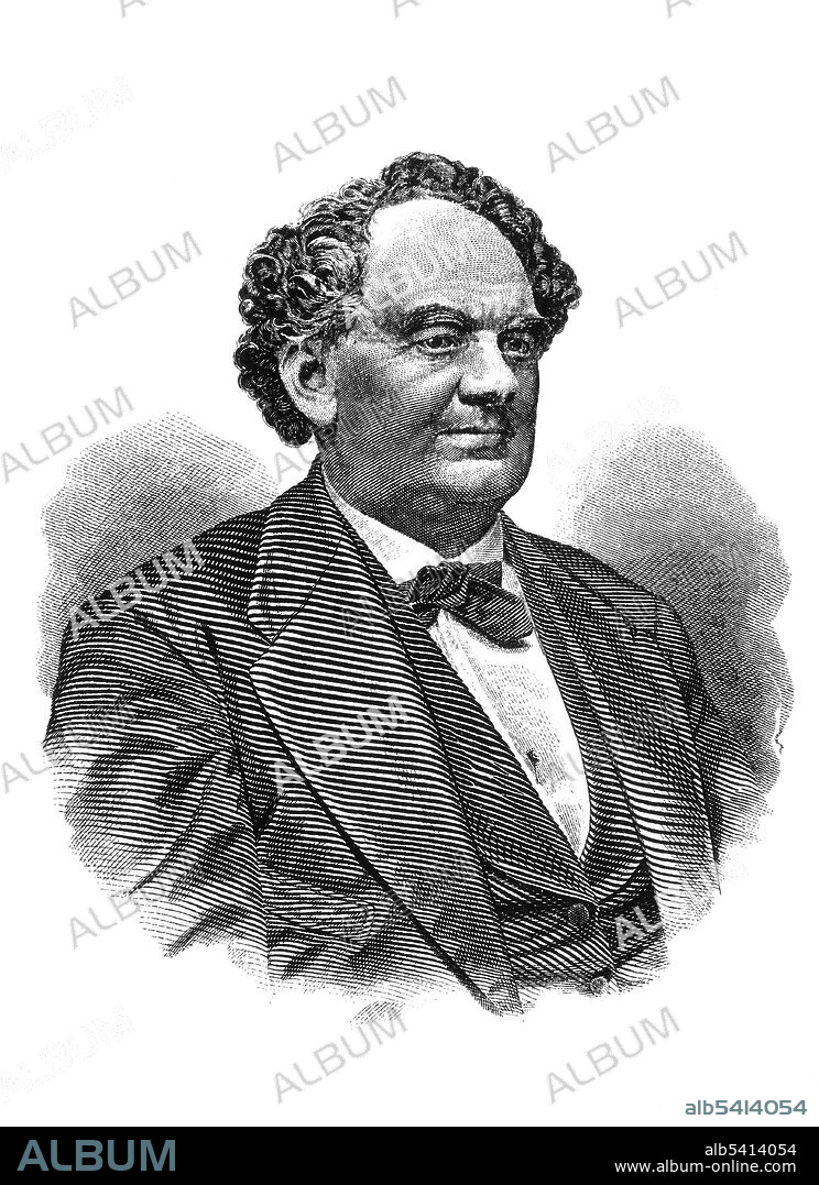 Phineas Taylor (P. T.) Barnum (July 5, 1810 - April 7, 1891) was an American showman and businessman. In 1841, he opened Barnum's American Museum with a changing series of live acts and curiosities, including albinos, giants, midgets, jugglers, magicians, exotic women, detailed models of cities and famous battles, and, eventually, a menagerie of animals. In 1870, he established P. T. Barnum's Grand Traveling Museum, Menagerie, Caravan & Hippodrome. In 1881 he merged with James Bailey and the name was shortened to Barnum & Bailey Circus, which toured the world. No artist credited, undated (cropped and cleaned).