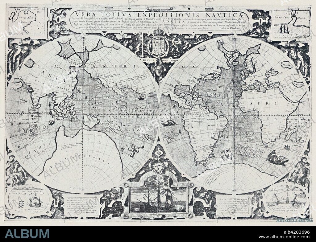 'Map Showing Drake's Voyage of Circumnavigation (1577-1580)', 1923. From "Australia, New Zealand and Oceania in Pictures", by H. Clive Barnard, M.A., Blitt. [A. & C. Black, Limited, London, 1923].