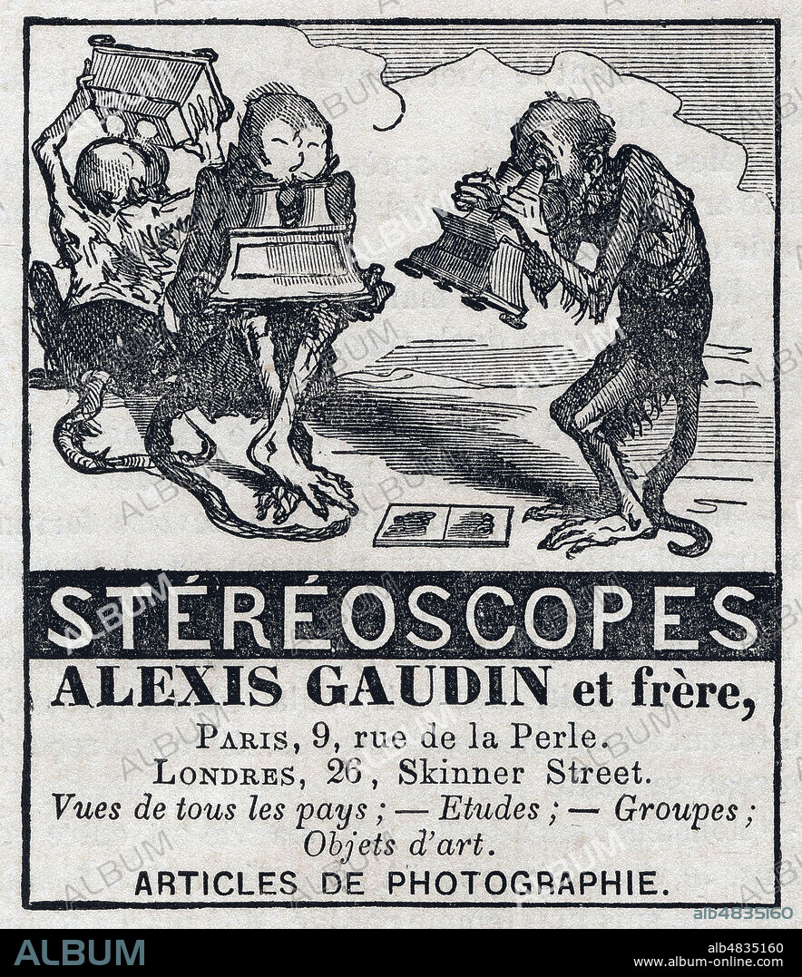 Stereoscopes Alexis GAUDIN (1816-1894). Publicite dans La Lumiere du 24 janvier 1857. Credit : Collection Jonas/Kharbine-Tapabor.