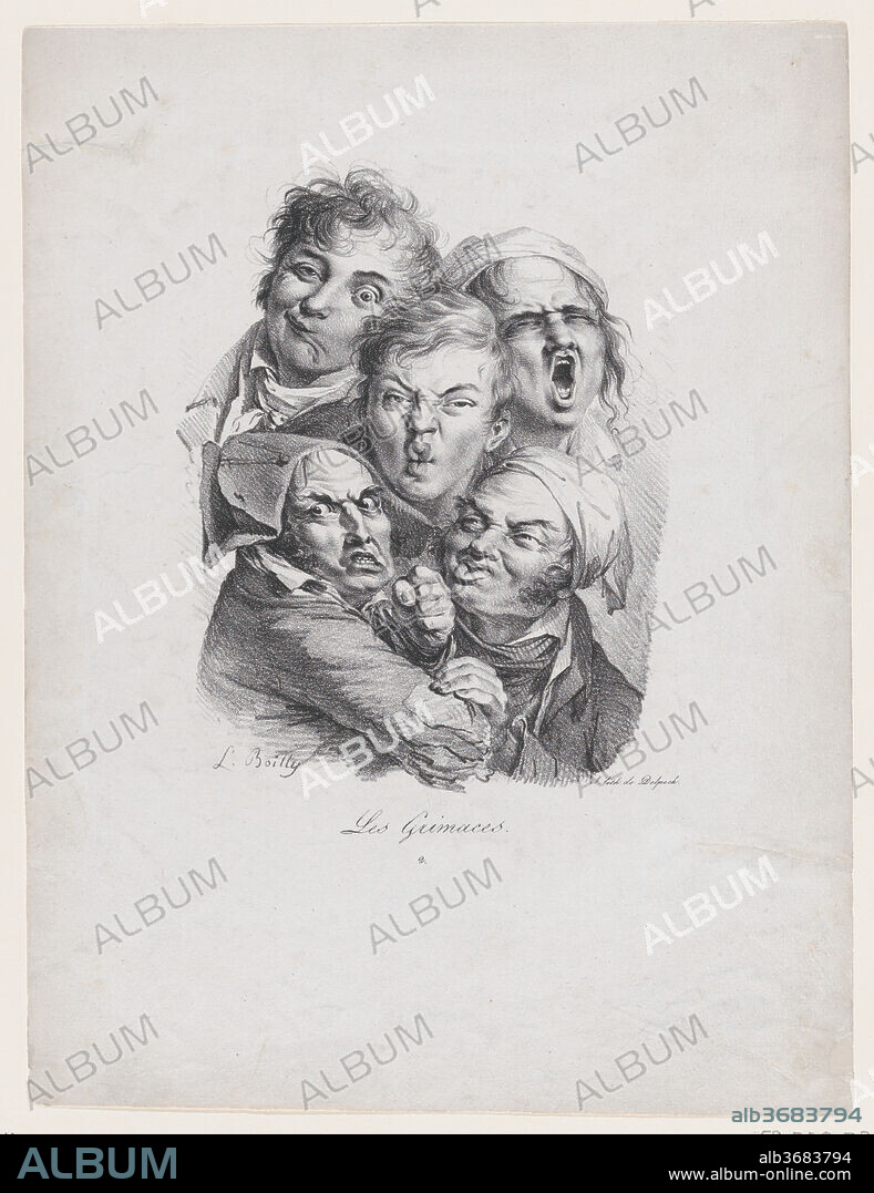 LOUIS LEOPOLD BOILLY. The Grimaces. Artist: Louis Léopold Boilly (French, La Bassée 1761-1845 Paris). Dimensions: Sheet: 13 1/8 x 10 in. (33.3 x 25.4 cm). Printer: Delpech. Series/Portfolio: Collection of Grimaces (Recueil de Grimaces). Date: 1823.