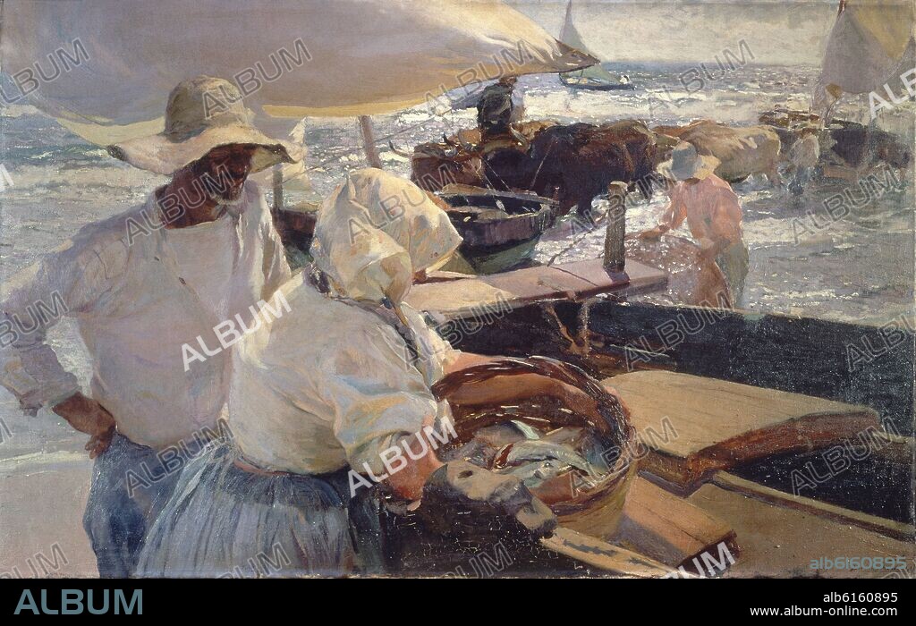 JOAQUIN SOROLLA BASTIDA (1863-1923). PESCADORES VALENCIANOS - PINTURA ESPAÑOLA IMPRESIONISTA DEL S XIX-XX.