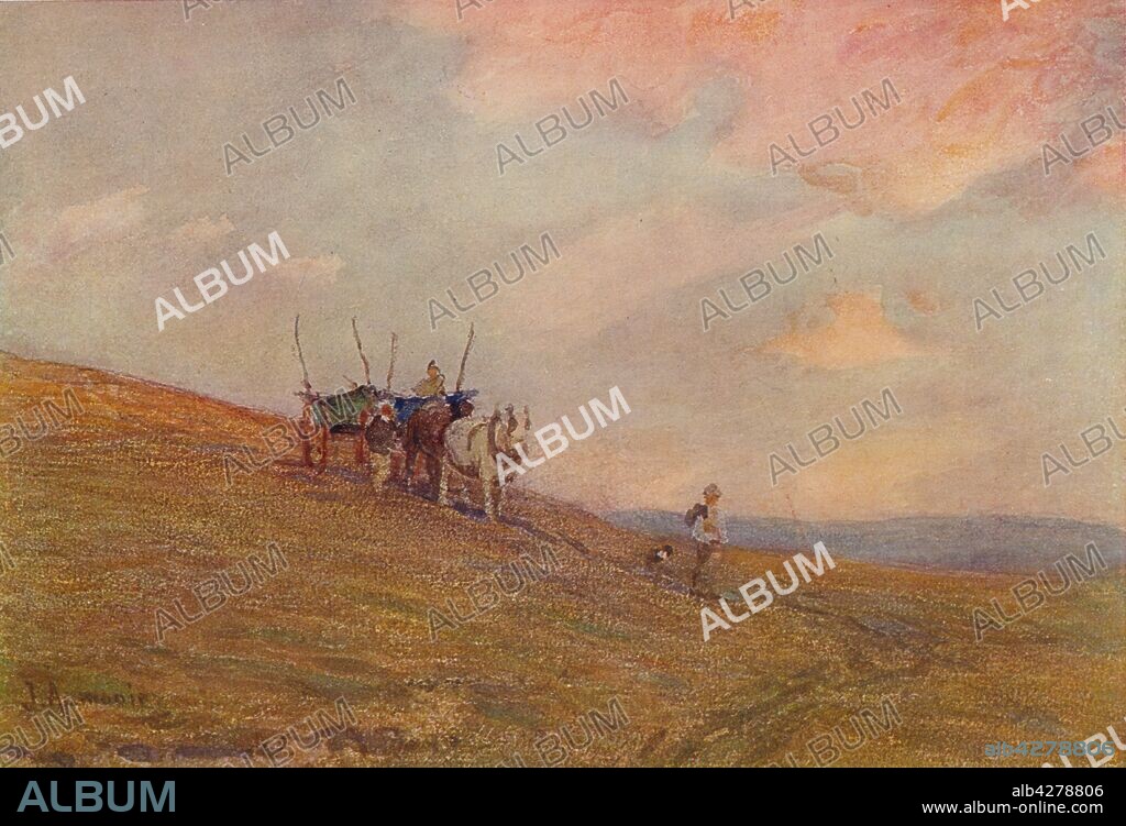 'On the Downs Near Harting', c1870-1906, (1906). Watercolour by English artist James Aumonier (1832-1911). From "The Royal Institute of Painters in Water Colours", edited by Charles Holme. [London Offices of the Studio, London, Paris & New York, 1906].