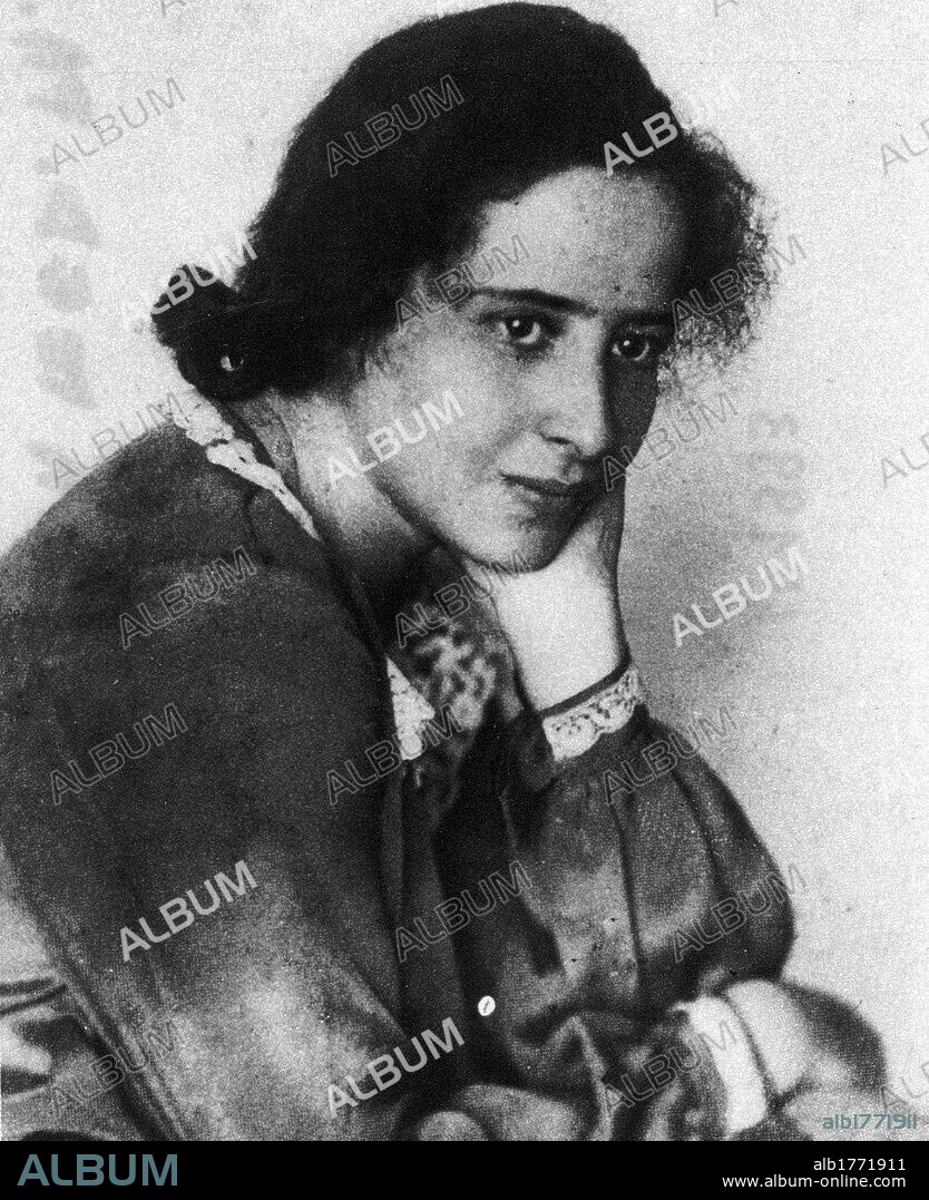 A portrait of Hannah Arendt. A portrait of Hannah Arendt, the German philosopher and historian naturalized as American citizen. 1920s.
