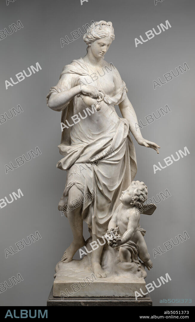 Benoît Massou, (sculptor), French, 1633 - 1684, Anselme Flamen, (sculptor), French, 1647 - 1717, Nicolas Rebillé, (sculptor), French, active 1732 - 1751, A Garden Allegory: The Dew and Zephyr Cultivating Flowers, 1683/1732, marble, overall: 180.5 x 77.2 x 67.3 cm (71 1/16 x 30 3/8 x 26 1/2 in.).