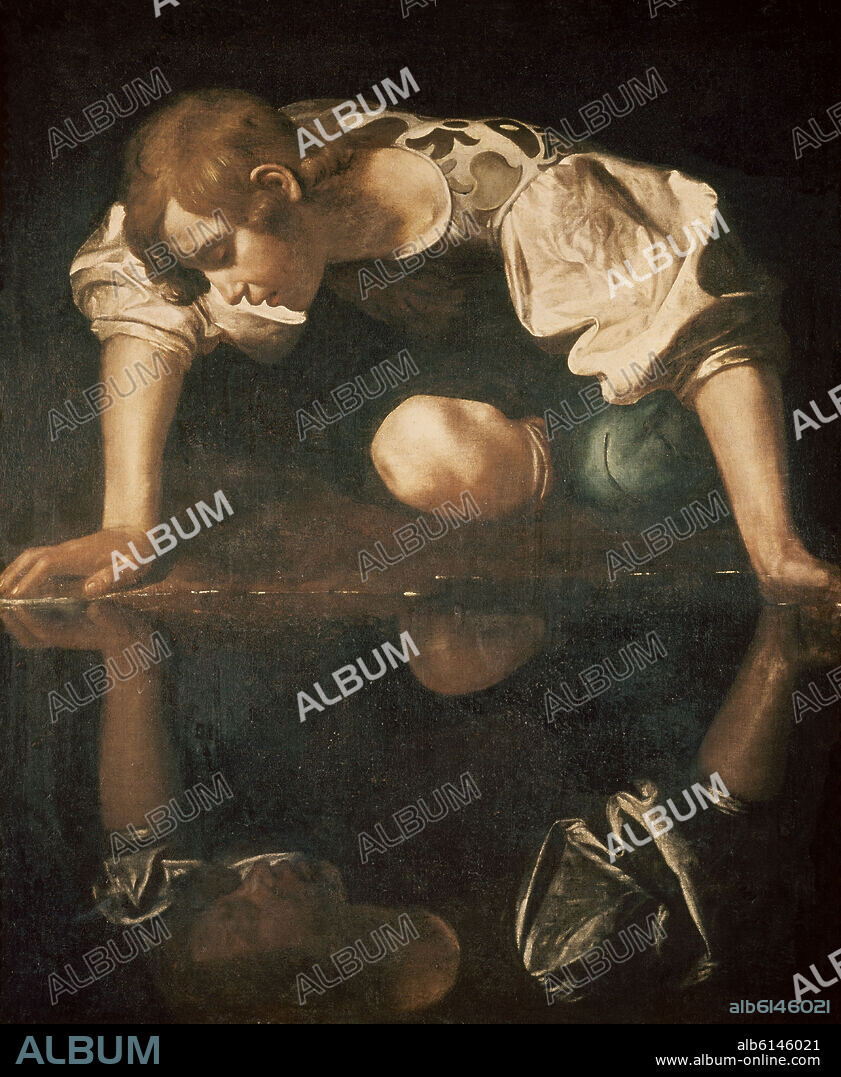 MICHELANGELO MERISI DA CARAVAGGIO (1573-1610). NARCISO - 1600 - OLEO/LIENZO - 110 x 92 cm - BARROCO ITALIANO.