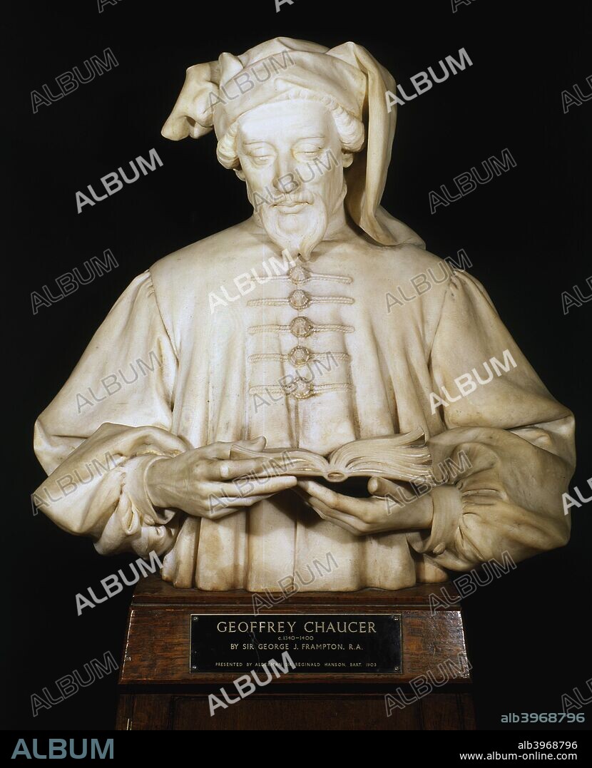 Bust of Geoffrey Chaucer, medieval English poet, 1902-1903.