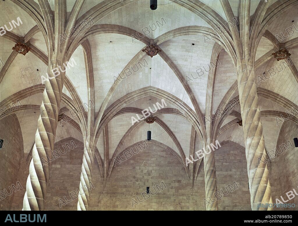 GUILLEM SAGRERA (1380-1456). INTERIOR DE LA LONJA DE PALMA DE MALLORCA - SIGLO XV - GOTICO MALLORQUIN.