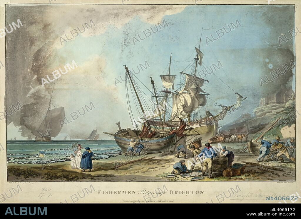 B COMTE. Fisherman of Brighton. Fishermen returning to Brighton, by P.I. de Louthe. Fishermen returning to Brighton.  Image taken from Fishermen returning to Brighton, by P.I. de Loutherbourg; engraved by B. Comte. . Source: Maps.K.Top.42.17.p,. Language: English.