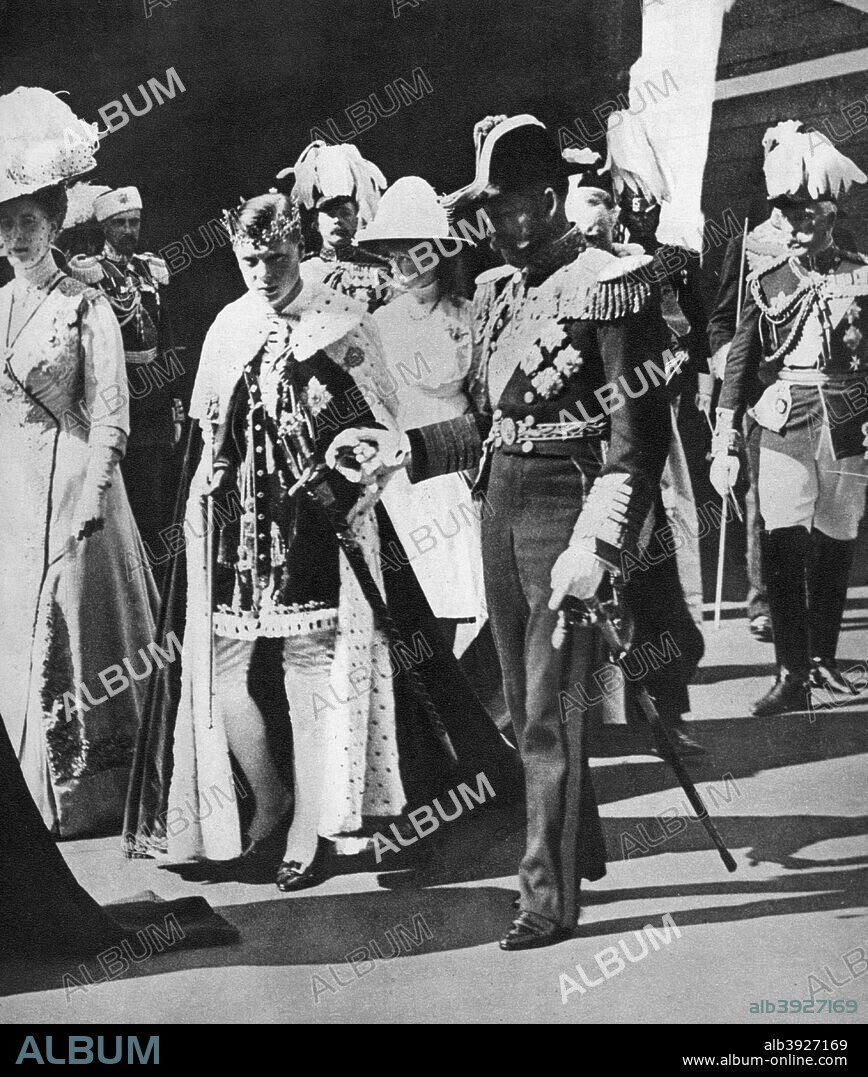 Prince Edward's investiture as Prince of Wales, 1911. The future King Edward VIII, aged about 17. Illustration from George V and Edward VIII, A Royal Souvenir, by FGH Salusbury, a souvenir book published as Edward VIII was crowned following the death of his father, George V, (Daily Express Publication, London, 1936).