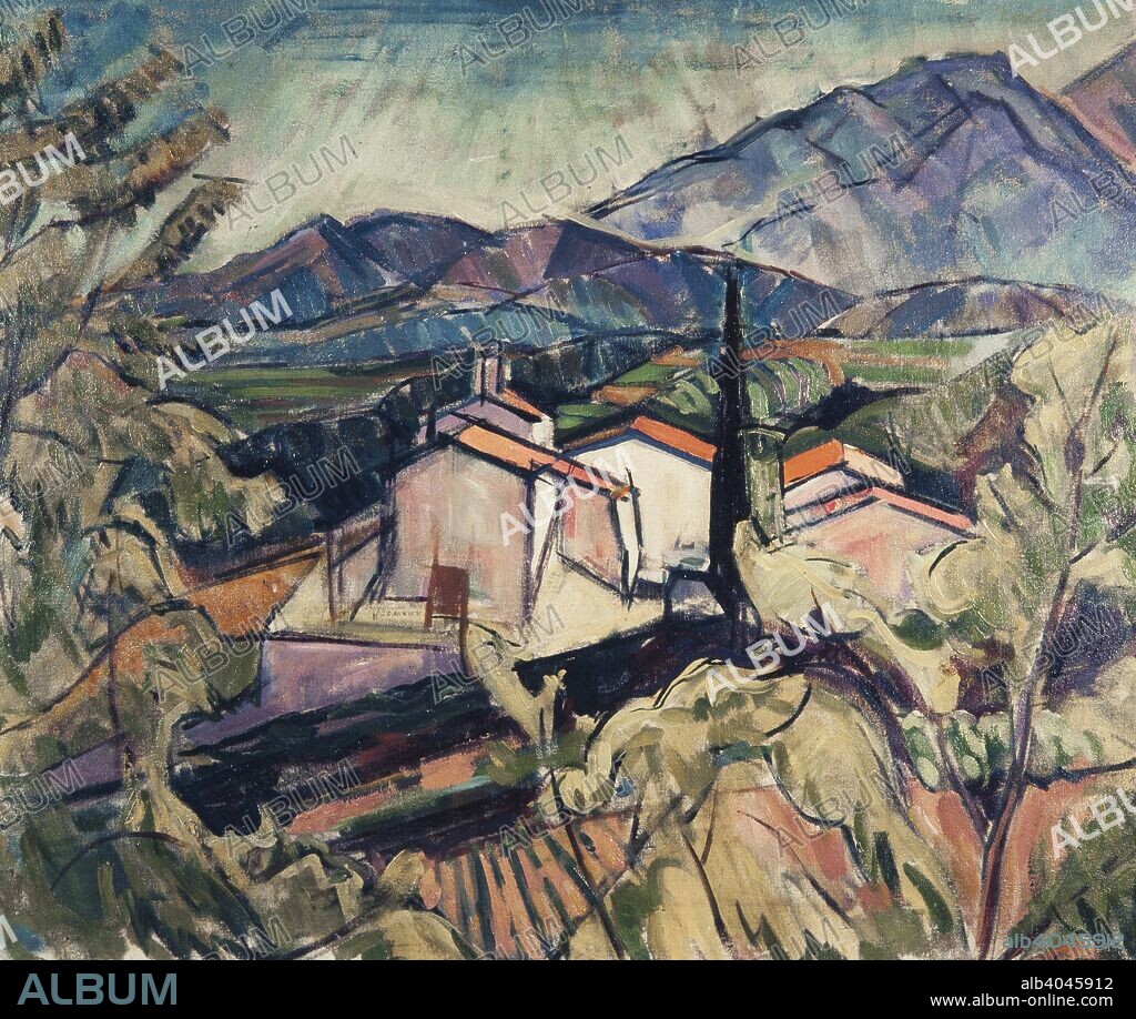 ANDRE MASSON. Paisaje de Ceret. Óleo sobre liezo.