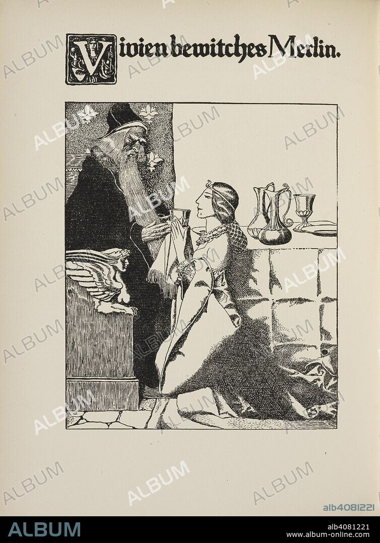 HOWARD PYLE. Vivien bewitches Merlin. The Story of King Arthur and his Knights. Written and illustrated by H. Pyle. George Newnes: London; New York printed, 1903. Source: 12411.g.34 page 172. Language: English.