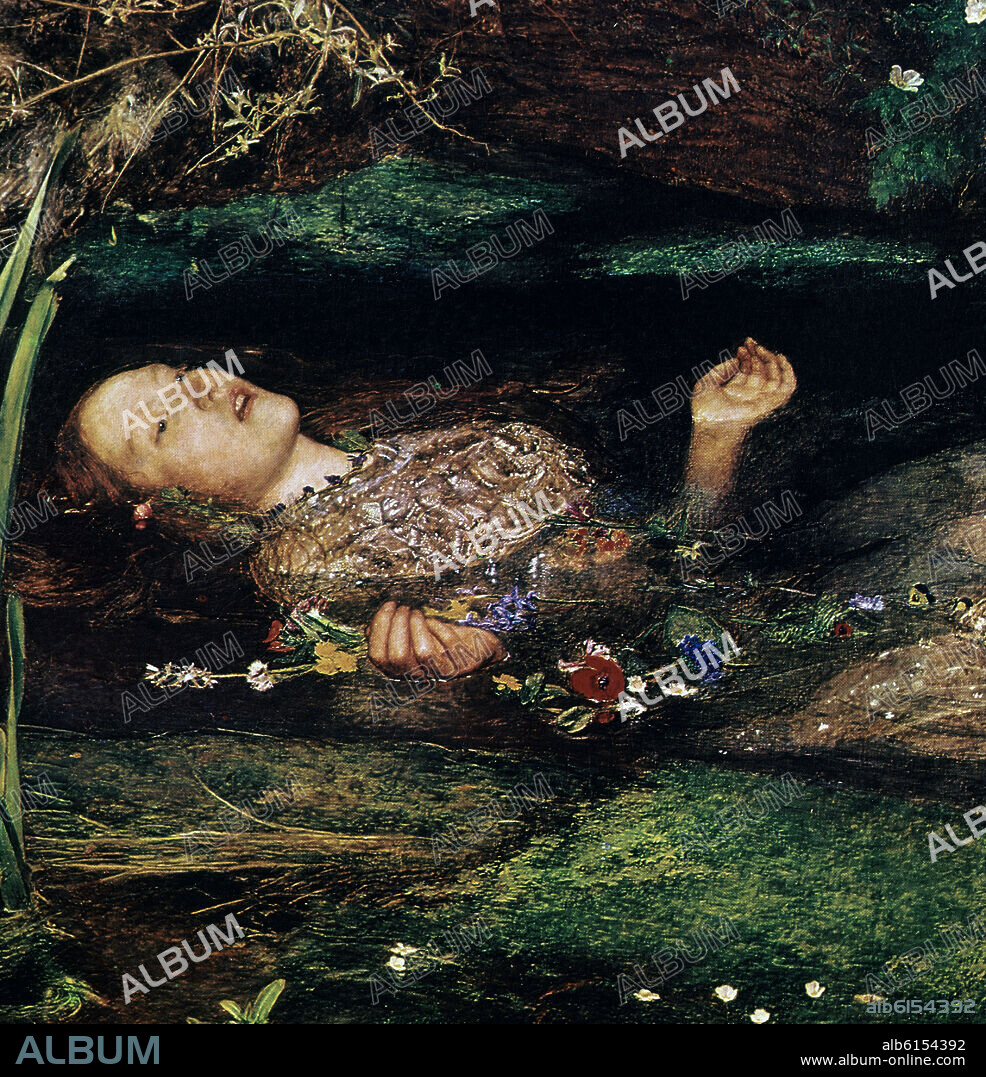 JOHN EVERETT MILLAIS. 'Ophelia' (detail), 1851-1852, Oil on canvas.