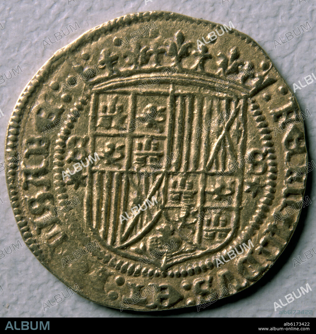 DOBLE CASTELLANO-EXCELENTE DE GRANADA(VITRINA MONEDAS) 21,89 MM-REVERSO.