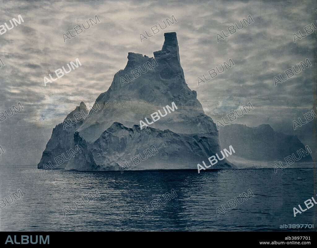 FRANK HURLEY. No title (A turreted berg). Date/Period: 1913. Photograph. Carbon print carbon print. Height: 434 mm (17.08 in); Width: 594 mm (23.38 in).