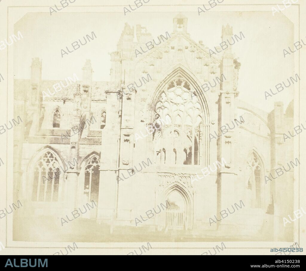 Melrose Abbey. William Henry Fox Talbot; English, 1800-1877. Date: 1844. Dimensions: 17.1 × 21 cm (image/paper); 24.1 × 30.5 cm (page/mount). Salted paper print, plate VIII from the album "Sun Pictures in Scotland" (1845). Origin: England.