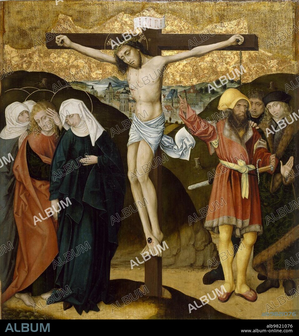 The Crucifixion, Execution, of Jesus of Nazareth, Christ, Good Friday, Golgotha, Altarpiece with the Passion of Christ, c. 1490, Germany, Historical, digitally restored reproduction from a 19th century original