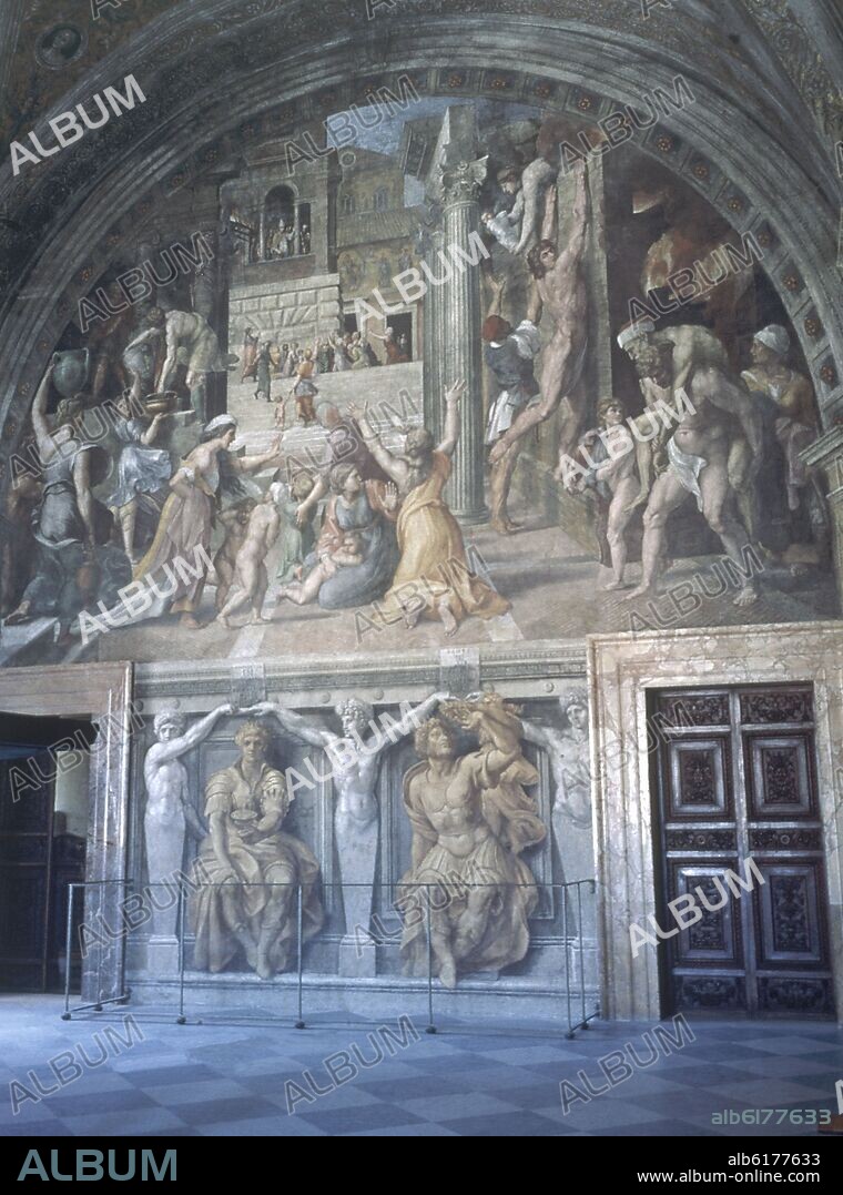 RAFAEL SANZIO O RAFAEL DE URBINO. EL INCENDIO DEL BORGO - 1514-17 - VISTA DEL CONJUNTO - RESTAURADO.