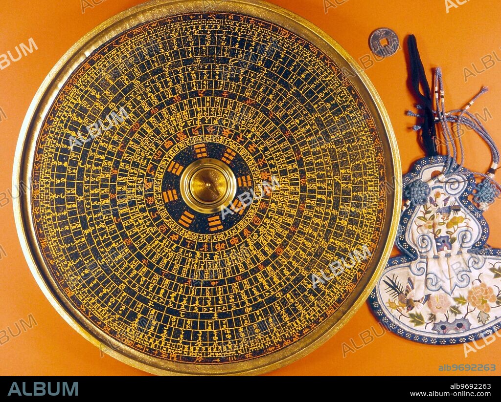 FENG SHUI - CHINESE. A Chinese 'geomancer's compass' used in the art of Feng Shui, and not the art of I Ching divination, as so often believed. Private collection.