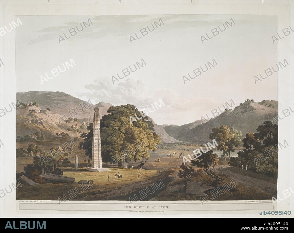 ROBERT HAVELL und HENRY SALT. The obelisk at Axum. Twenty-four Views taken in St. Helena, the Cape, India, Ceylon, Abyssinia, and Egypt, by Henry Salt; engraved by Havell, Bluck, and Hill. With Descriptions. 1809. Source: Maps.6.Tab.24 no.20.