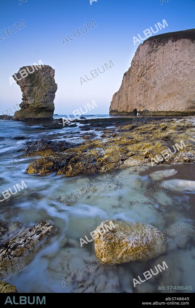 Butter Rock and Bats Head on the beach front at Durdle Door, Jurassic Coast, UNESCO World Heritage Site, Dorset, England, United Kingdom, Europe.