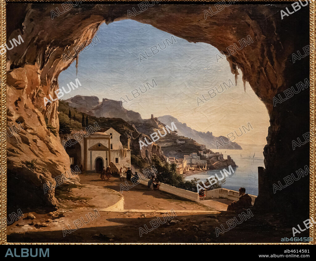 Alessandro La Volpe: "The cave of the Capichins in Amalfi", oil painting, about 1850.